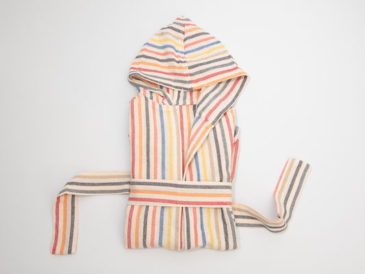 Rainbow Hooded Linen Kids Robe